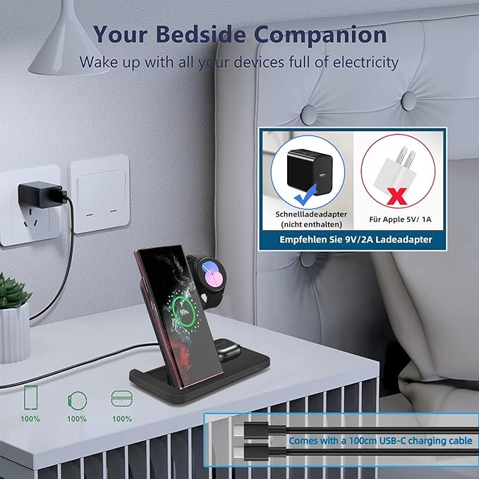 Carregador Wireless 3 em 1 Dobrável PDKUAI – Samsung Galaxy, Watch e Buds (15W)