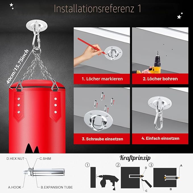 Saco de Boxe Suspenso JUOIFIP 120 cm com Kit Completo (Vazio)