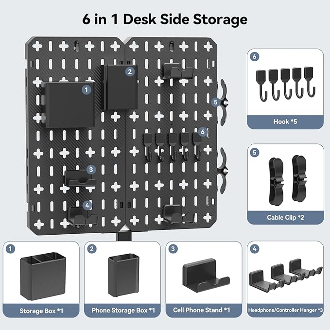 Painel Perfurado de mesa 7 em 1 - Organizador multifunções
