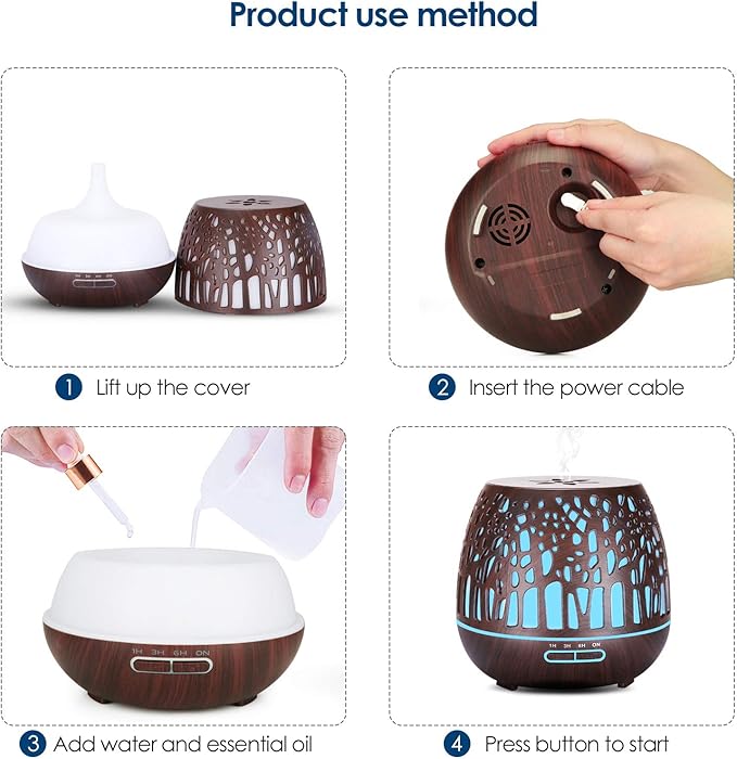 Difusor de Aromas 400 ml Simpeak com Comando e LED – Design Floresta