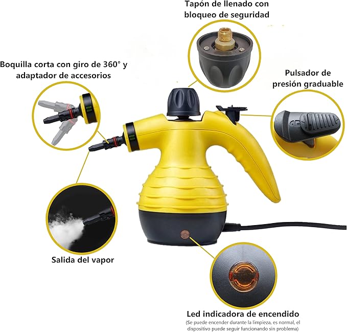 Vaporizador Portátil Potente EV EFECTO VERMAI – Limpeza de Carros, Sofás, Cozinha e Vidros