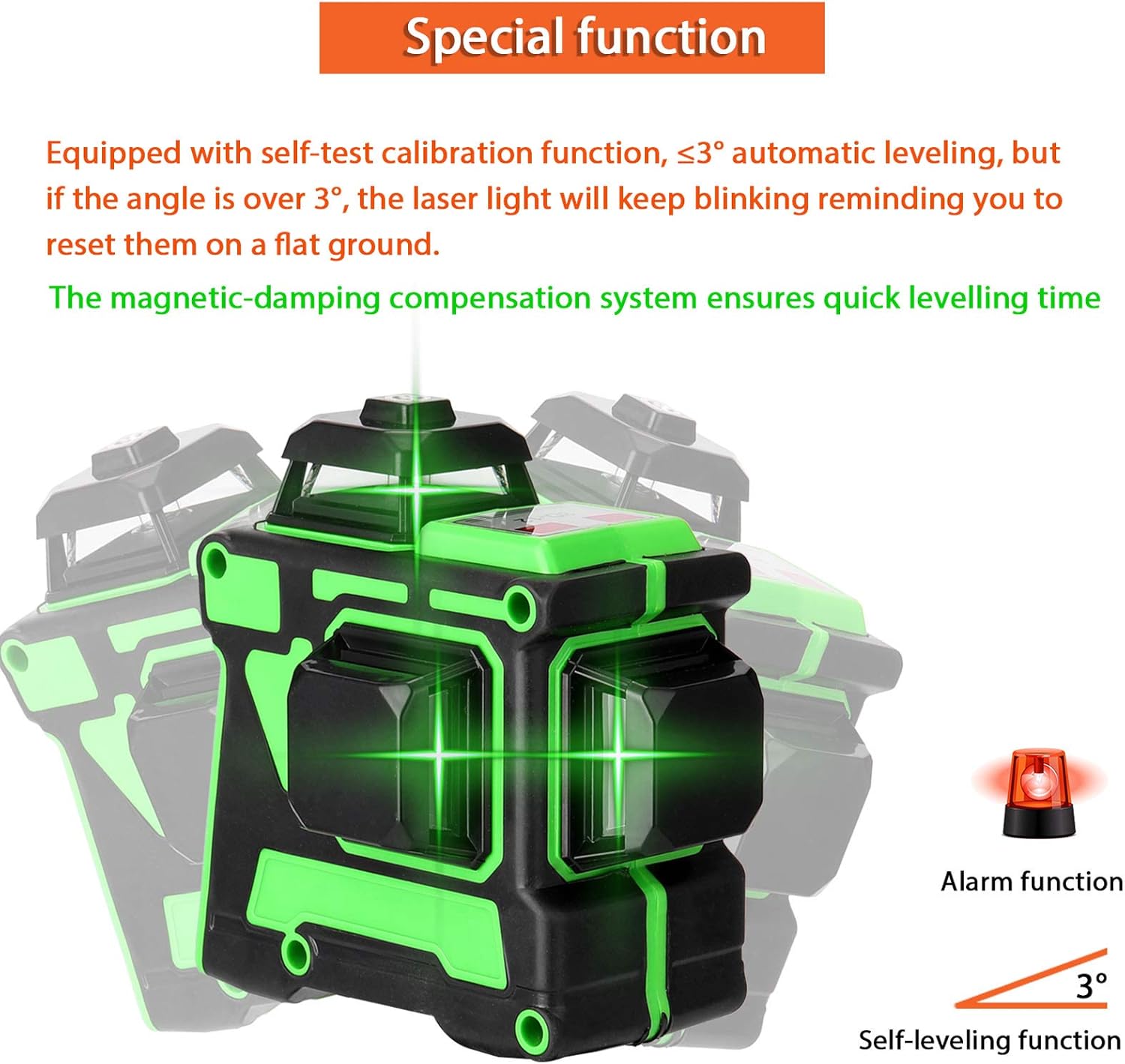 Nível Laser Verde 3D 12 Linhas com Tripé - Auto-Nivelamento