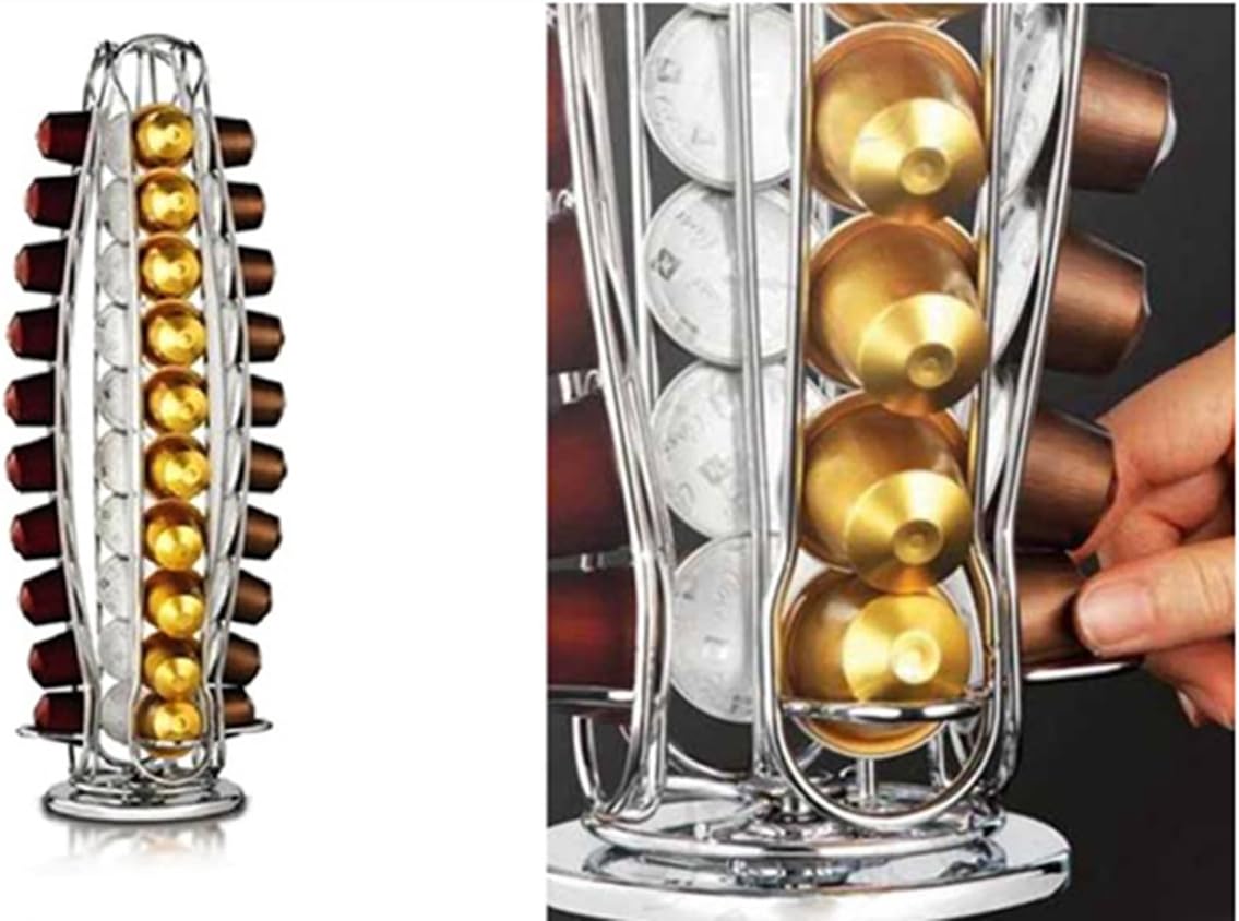 Suporte Giratório para Cápsulas de Café Nespresso Exzact – Torre Rotativa para 40 Cápsulas