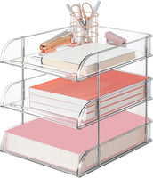 Organizador de secretária A4 Transparente 3 Bandejas