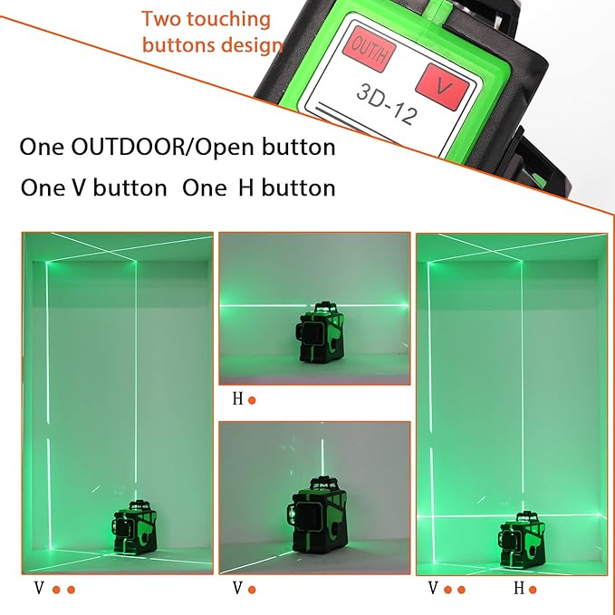 Nível Laser Verde 3D 12 Linhas com Tripé - Auto-Nivelamento