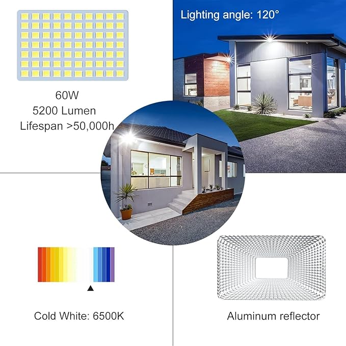 Projetor/Foco/Holofote LED 60W com Sensor de Movimento