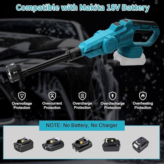 Lavadora de Alta Pressão Sem Fio – Compatível com Bateria Makita 18V (Bateria não incluida)
