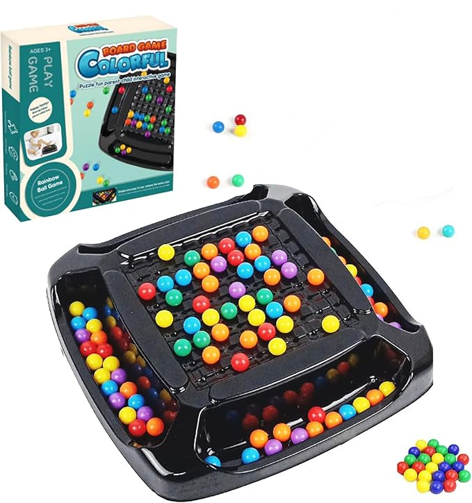 Jogo de Tabuleiro Rainbow Ball – 80 Peças, Estratégia e Eliminação, Para Crianças e Adultos