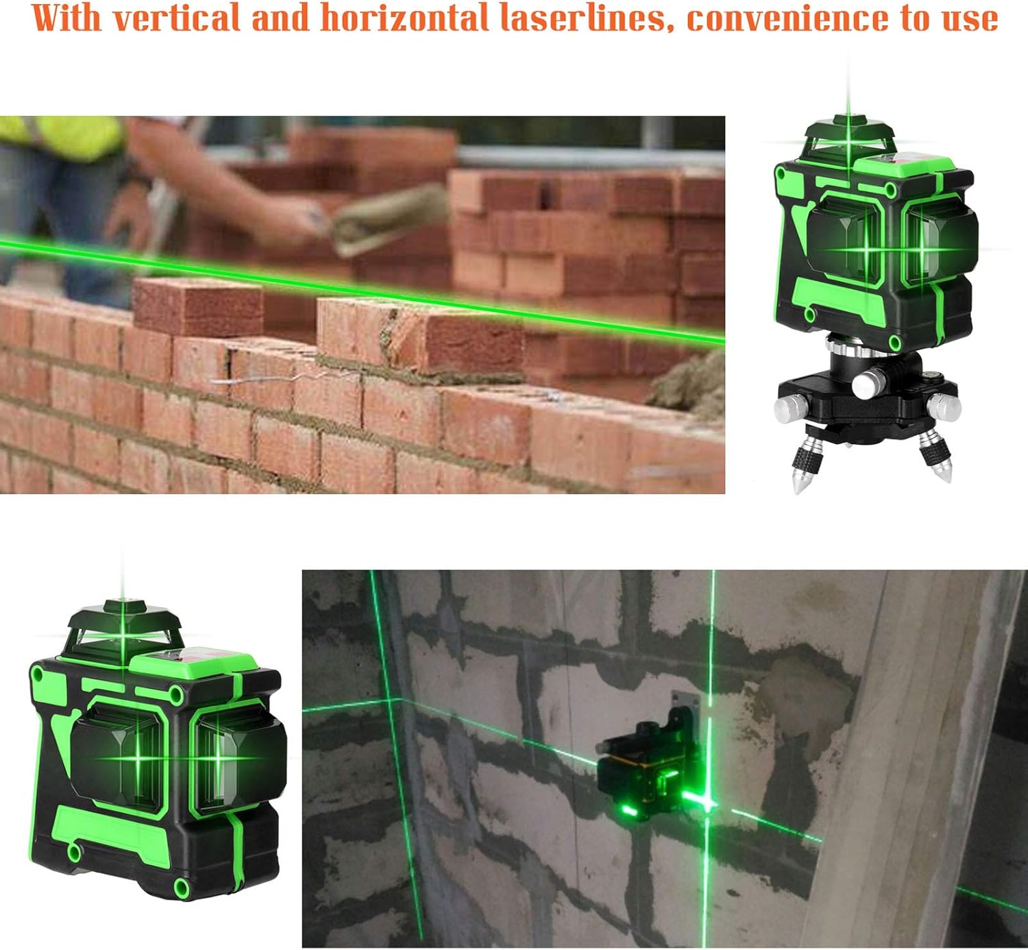 Nível Laser Verde 3D 12 Linhas com Tripé - Auto-Nivelamento