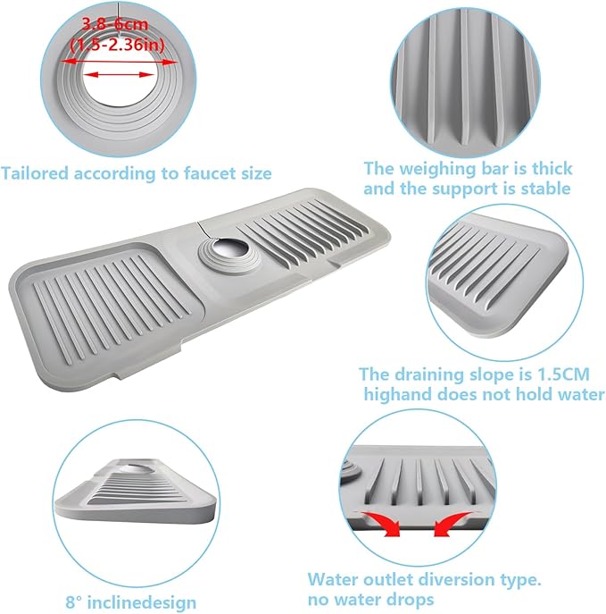 Tapete de Silicone para Torneira 45 x 14 cm