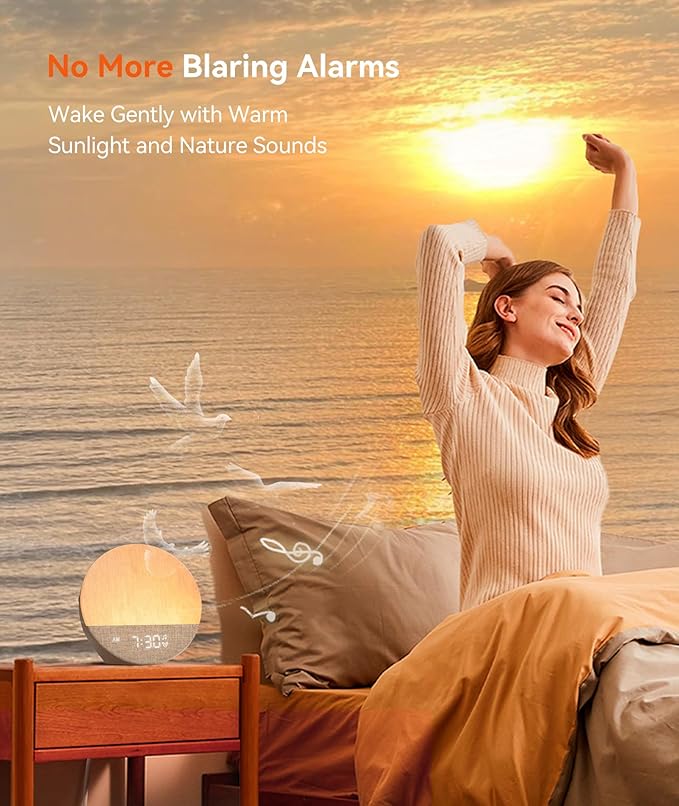 Despertador Sunrise Dreamegg com Luz Ambiente e Sons Relaxantes