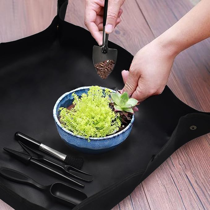 Kit de Ferramentas de Jardinagem 17 Peças com Tapete Dobrável, Bolsa de Armazenamento