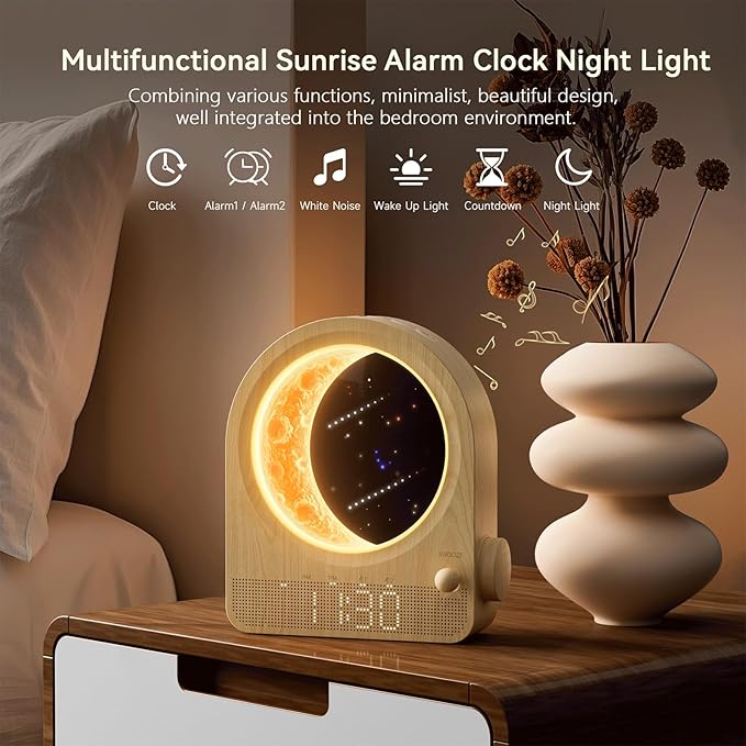 Despertador Sunrise blonbar com Luz Lunar e Sons Relaxantes