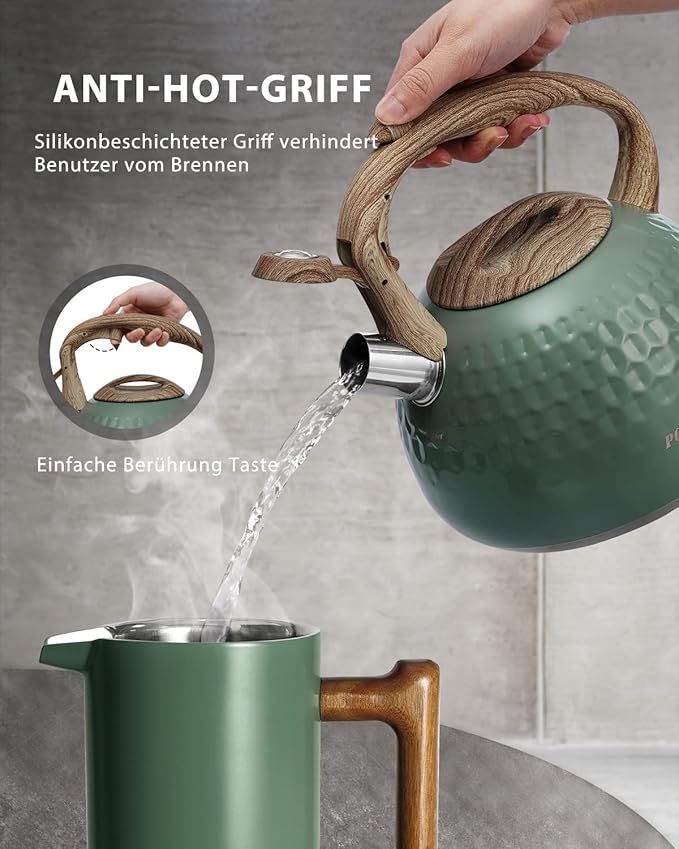 Chaleira com Apito em Aço Inoxidável POLIVIAR 7379 – 2,5L, Indução, Verde