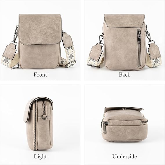 Bolsa Transversal Feminina em Couro PU com Bloqueio RFID