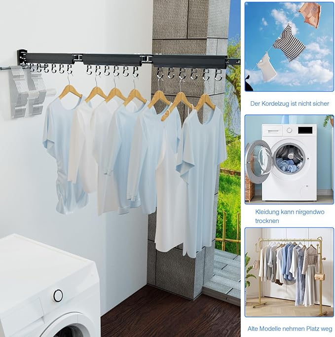 Estendal de Parede Dobrável e Extensível – 3 Secções | plainshe