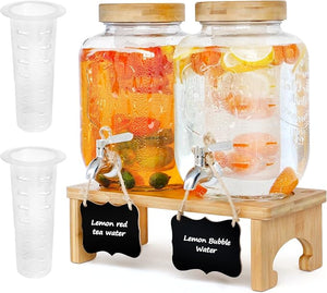 Dispensador de Bebidas em Vidro com Suporte – 2 x 4L