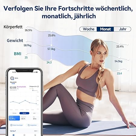 Balança Digital Lepulse F3 com Análise de Gordura Corporal – Ecrã Grande, App Bluetooth, 13 Indicadores Corporais