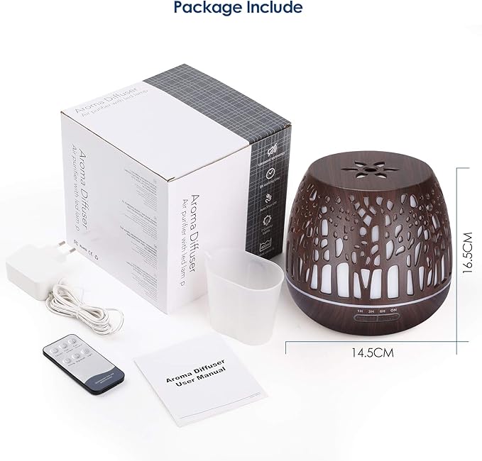 Difusor de Aromas 400 ml Simpeak com Comando e LED – Design Floresta