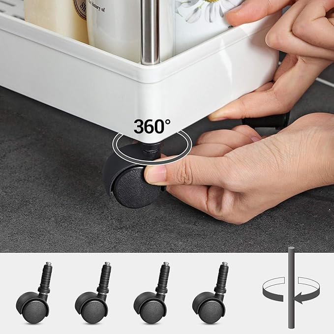 Carrinho de cozinha com Rodas 3 Níveis – Branco Nuvem