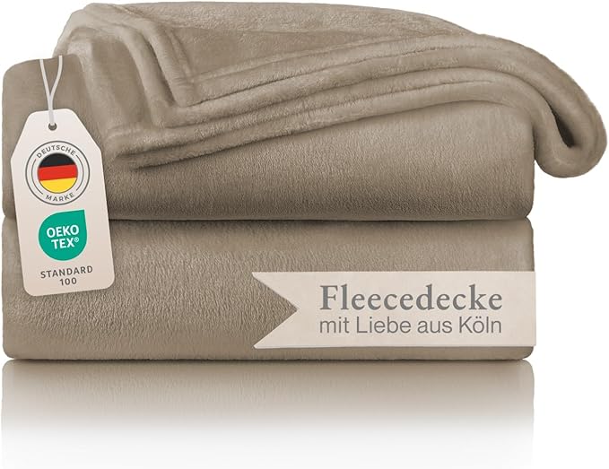 Manta Blumtal – 150 x 200 cm, Fleece Certificada Oeko-Tex, Taupe