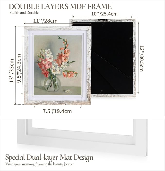 Conjunto 2 Moldura Fotográfica 20×25 cm Inweder — Branco Envelhecido