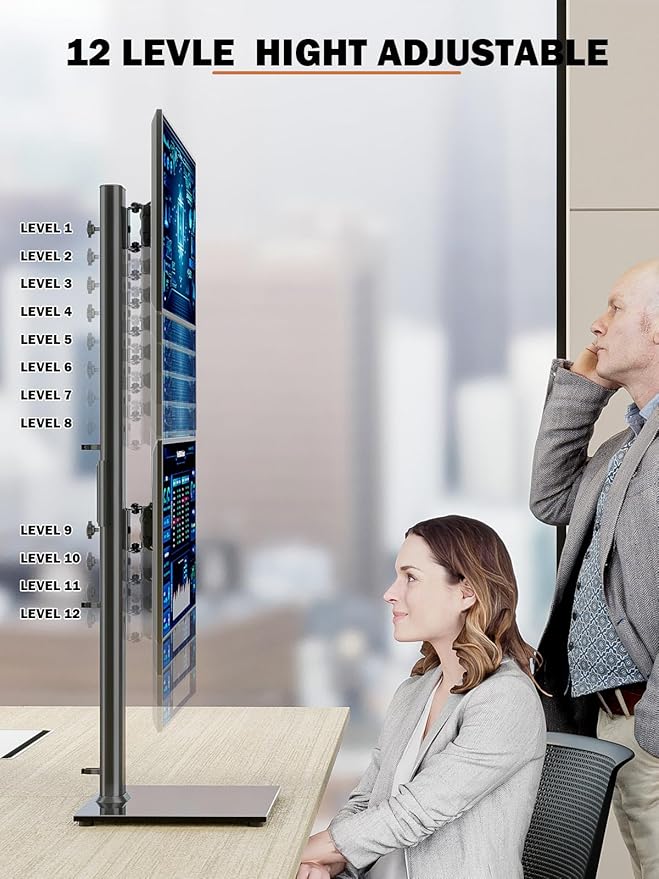 Suporte Vertical para 2 Monitores, Compatível com Ecrãs de 13” a 34”