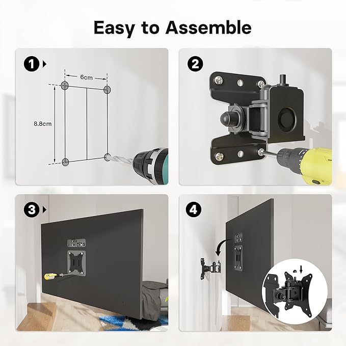 Suporte de Parede BONTEC para TV/Monitor – Ajustável e Inclinável, Compatível com 13” a 30”, Até 25 kg, VESA 75×75 / 100×100 mm