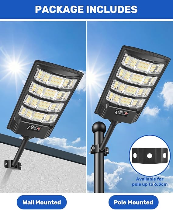Candeeiro Solar LED Exterior – 3 Cores, Sensor de Movimento e Controlo Remoto