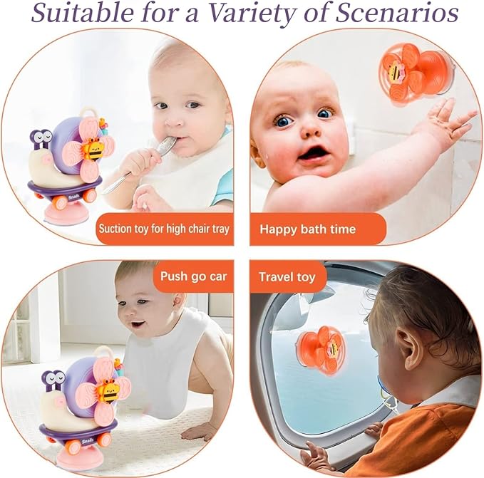 Brinquedo com Ventosa 3-em-1 – Montessori – Para Bebés 6–12 Meses | Banho, Alimentação e Desenvolvimento Motor