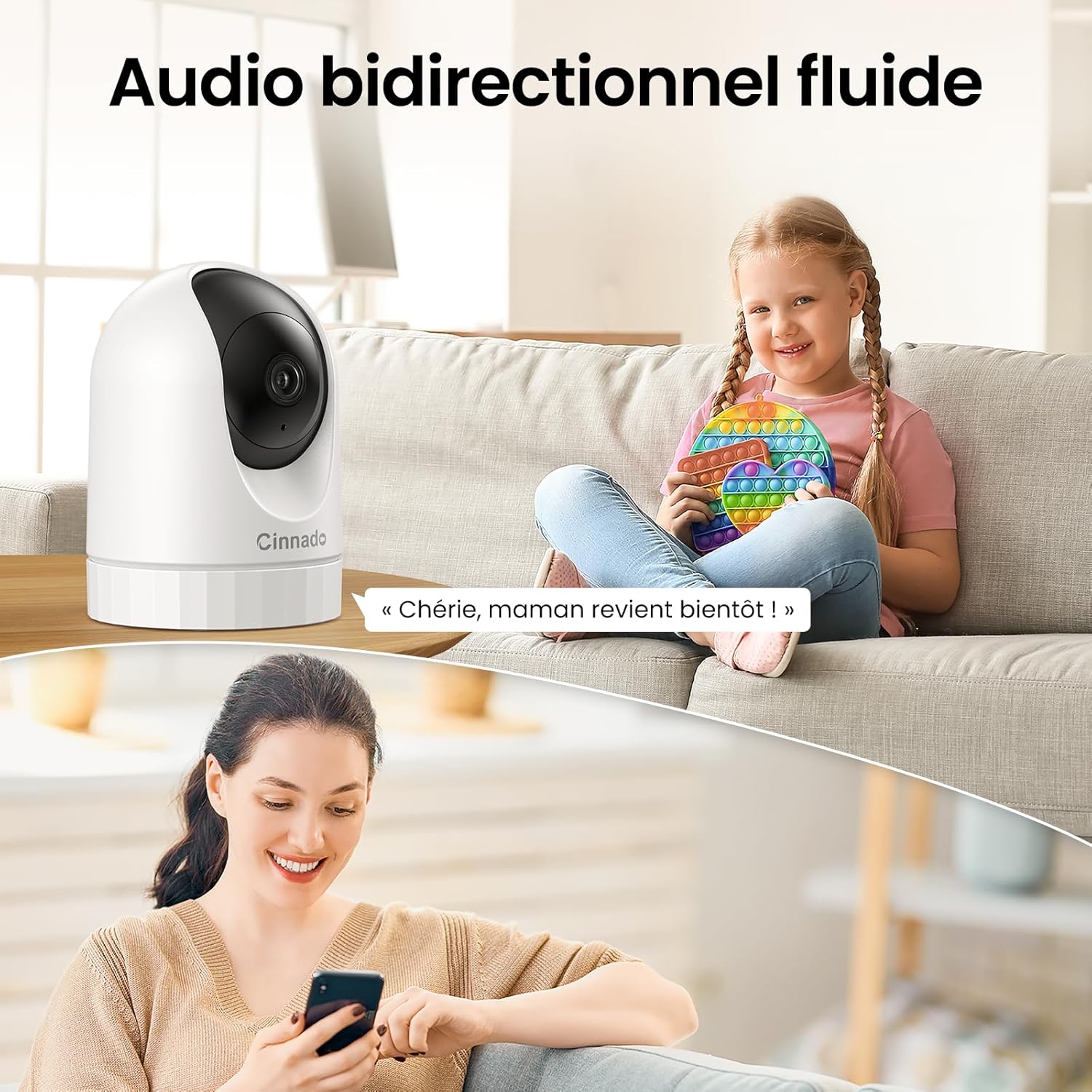 Câmara WiFi de Vigilância Cinnado 2K (Pack 2)