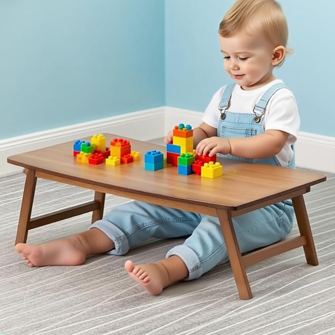 Mesa Baixa Dobrável em Bambu – 57 × 34 × 22 cm – Madeira Natural – 2,7 kg