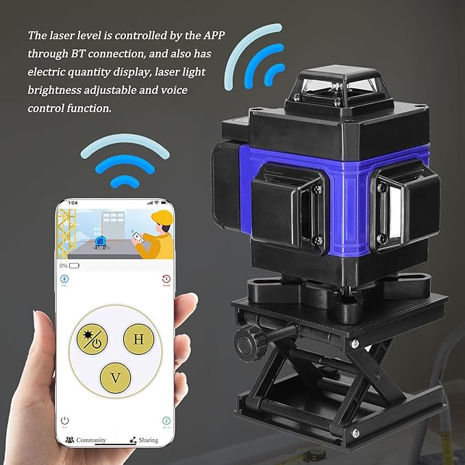 Nível Laser 4D 16 Linhas Verde – Auto Nivelante ±3°, 2 Baterias Recarregáveis