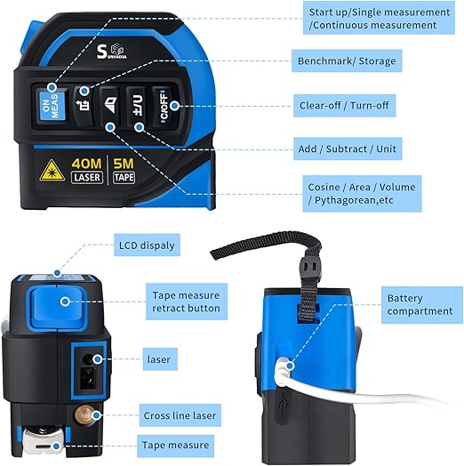 Medidor / Fita Laser Digital 4 em 1 Fitdays – 40 m