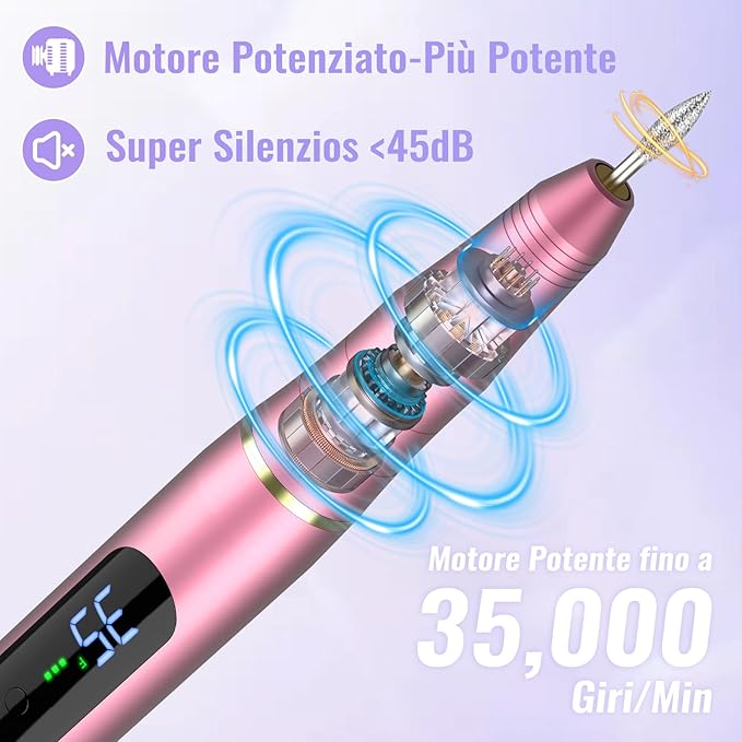 Fresa Elétrica para Unhas NAILGIRLS 11 em 1 – 35.000 RPM em Alumínio