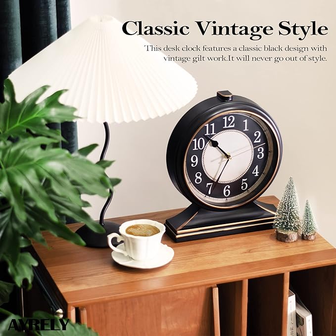 Relógio de Mesa Vintage AYRELY® – Silencioso e Elegante