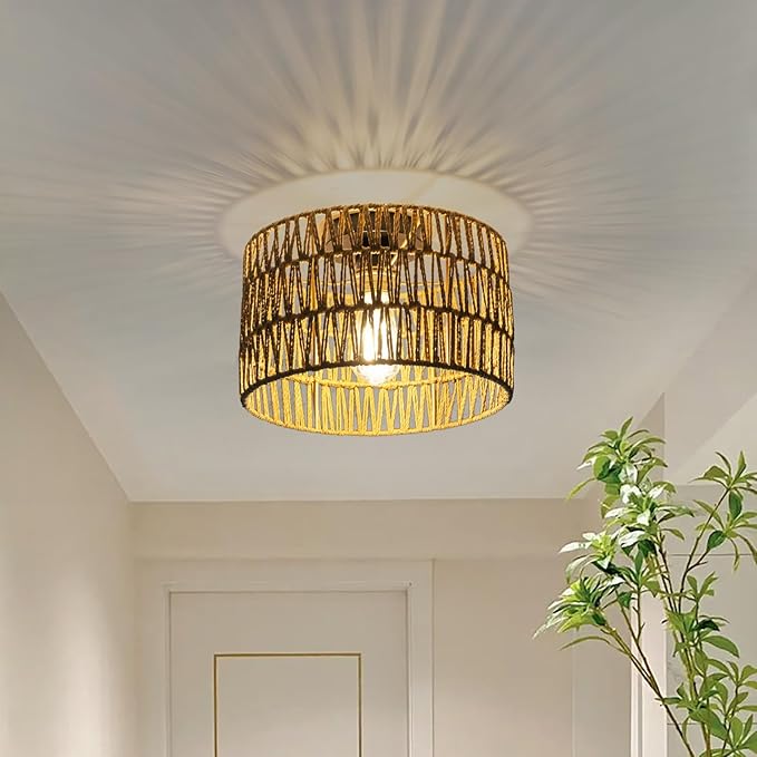 Abajur Boho em Rattan Osasy – Elegância Natural e Aconchegante