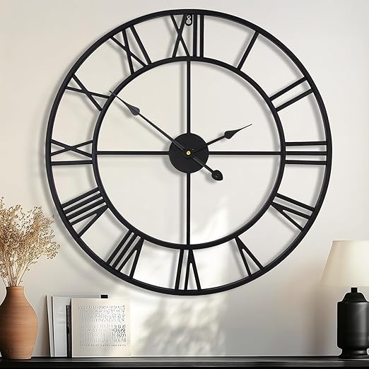 Relógio de Parede Grande 80 cm HAITANG – Estilo Romano em Metal