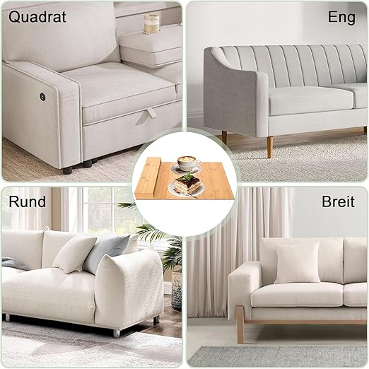 Tabuleiro de Sofá em Madeira com Porta-Copos e Organizadores