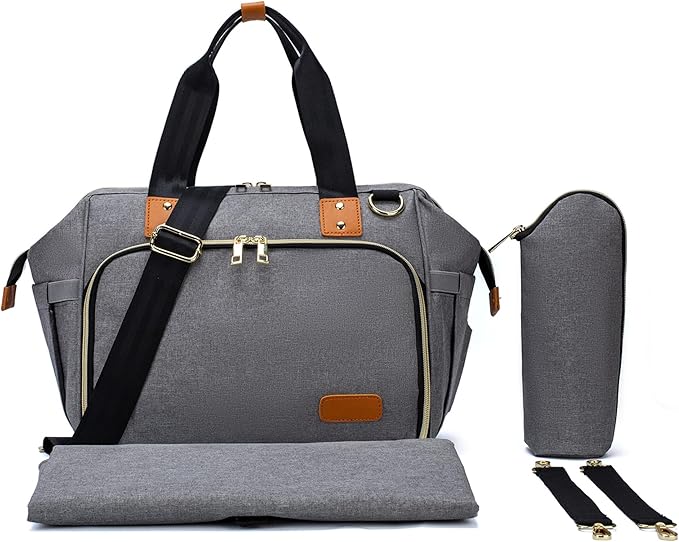 Axcone – Mala de Fraldas Grande | Bolsa de Maternidade de Ombro + Porta-Chupetas + Troca-Fraldas Portátil