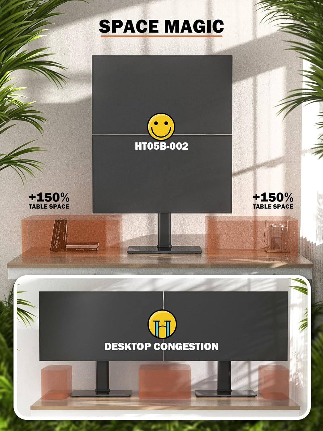 Suporte Vertical para 2 Monitores, Compatível com Ecrãs de 13” a 34”