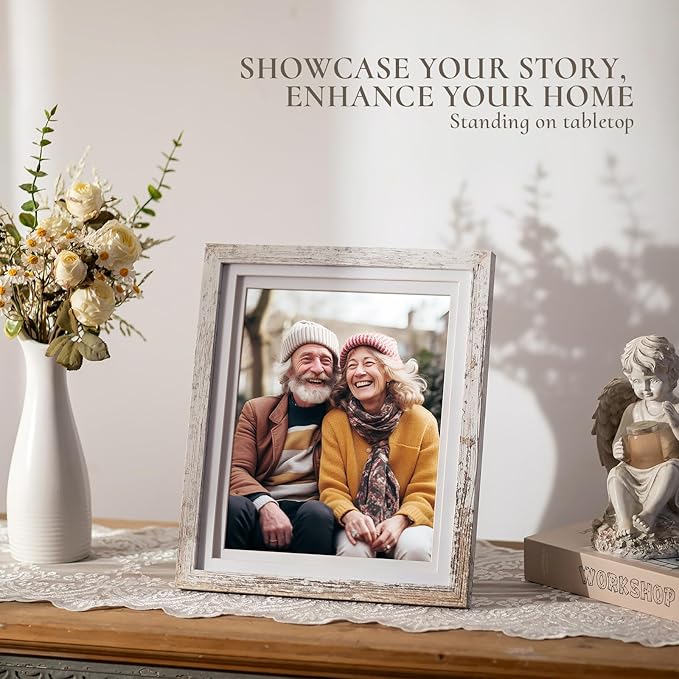 Conjunto 2 Moldura Fotográfica 20×25 cm Inweder — Branco Envelhecido