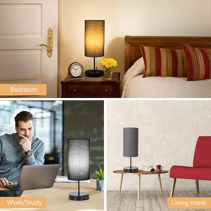 Candeeiro de mesa com 2 portas USB