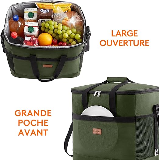 Saco Térmico 40L com Revestimento Rígido – Bolsa Isotérmica Grande para Piqueniques, Campismo e Atividades ao Ar Livre