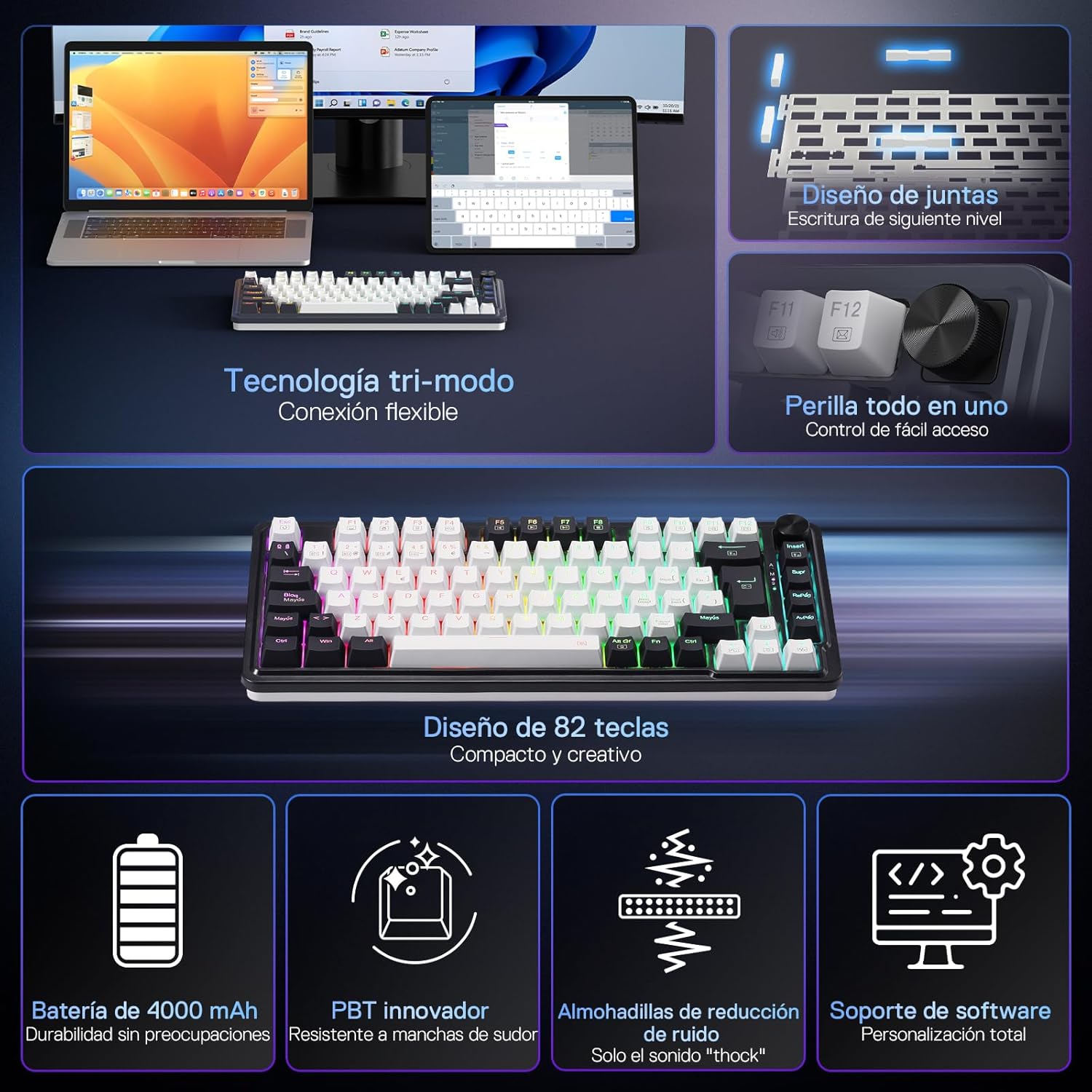 Teclado Mecânico Redragon K673 Pro RGB 75% QWERTY (Espanhol)