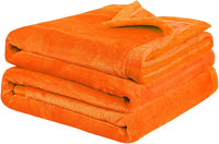 PICCOCASA Manta Reversível em Flanela Fleece – 100% Microfibra Suave, Leve, para Cama, Sofá, Cadeira ou Escritório – Laranja 170 x 230 cm