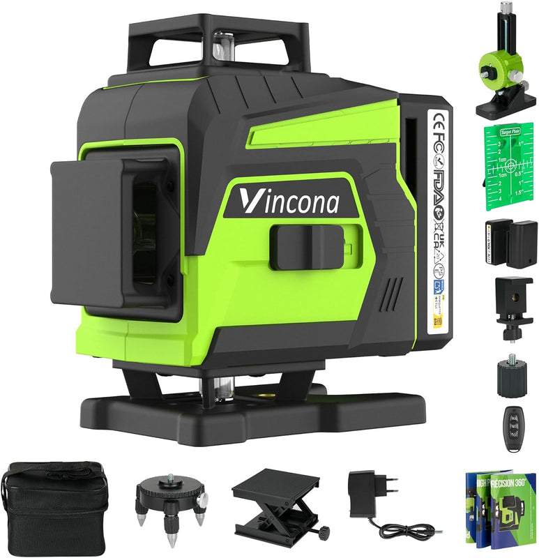 Nível Laser Vincona 4D 360° com 16 Linhas Verdes