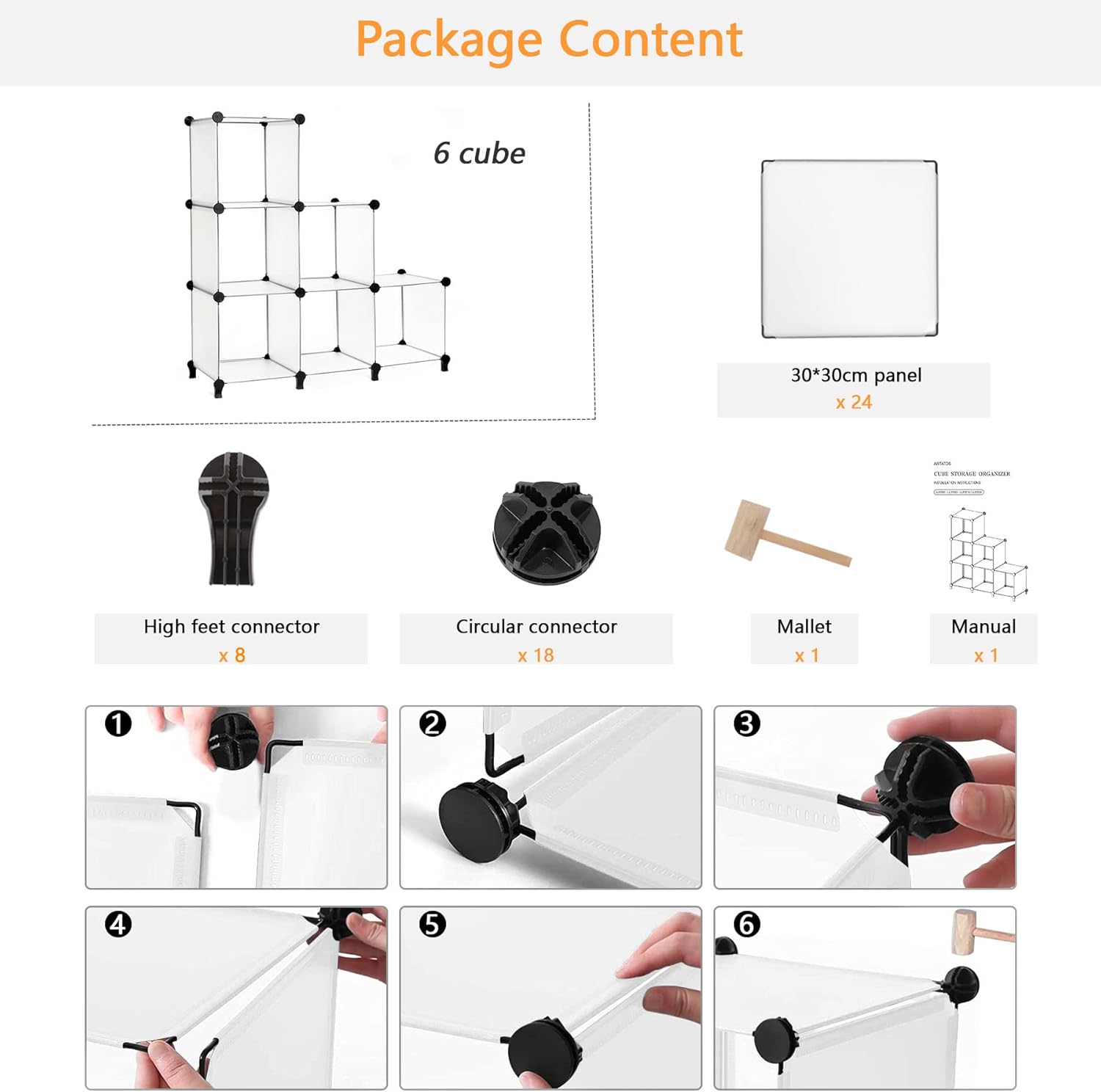 Organizador Modular AWTATOS com 6 Cubos de Arrumação