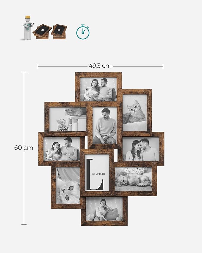 Porta-Retratos Tipo Colagem SONGMICS – 10 Molduras (para fotos 4×6)