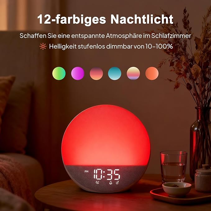 Despertador Sunrise Hiromeco com Bluetooth e Luz RGB